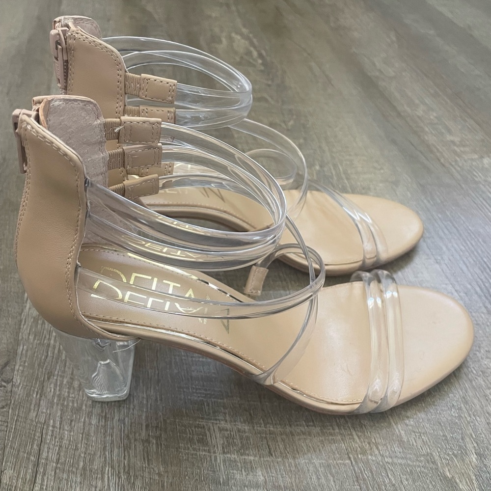 Clear strapped heels